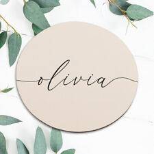 Custom Name Personalized Beige Mouse Pad Mat Office Desk Table Accessory Gift picture
