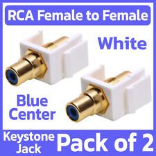 2 Pack RCA Keystone Jack Wall Plate Modular Insert RCA Coupler with Blue Center picture