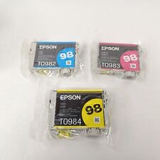 Lot Of 3 Genuine Epson 98 Ink Cartridges Cyan Yellow Magenta picture
