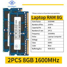 16GB Kit 2x8GB 4GB 2G PC3-12800S DDR3 1600MHz 204Pin Laptop Memory RAM NANYA LOT picture