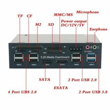 5.25'' PC Front Panel Dashboard Media USB 3.0 Hub Audio eSATA SATA Card Reader picture