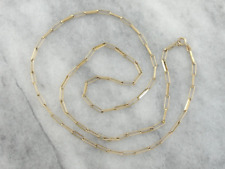 Long Yellow Gold Chain Necklace with Decorative Links, Layer or Wear with Pendan picture