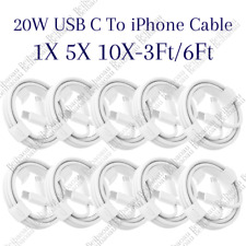 1/5/10x Lot 6Ft 3Ft PD Fast Charger Cord 20W USB-C Cable For iPhone 14 13 12 11 picture