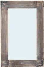 MBQQ Rustic Flat Wood Frame Hanging Wall Mirror Decorative Bathroom Mirror picture