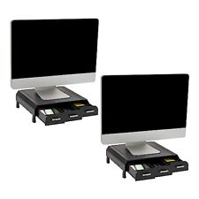 Mind Reader Monitor Stand, Set of 2, 3 Storage Drawers, Desktop 2-Pack, Black  picture
