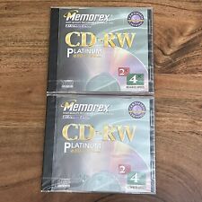2 Memorex CD-RW Platinum Discs 650 MB 74 Min 2x 4x Rewrite Speed New Sealed picture