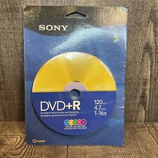 Sony DVD-R 5 pack - 120 minutes 1x-16x Speed Color Discs New Sealed Blue Pack picture