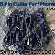 Bulk Lot Braided USB Cable 6FT For iPhone 14/13/12/11/XS/XR/8/7 Fast Charge Cord picture