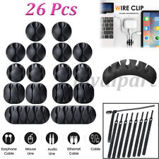 26 Pcs Cable Clip Grip Desk Wall Organizer Wire Cord Type USB Charger Holder US picture