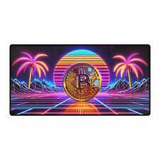 Bit coin Cryptocurrency Miami Cyberpunk style High Definition Desk Mat Mousepad picture