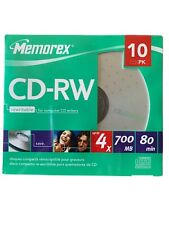 Memorex CD-RW 10 Pack 4X 700MB 80 Min Compact Discs Rewritable Brand New Sealed picture