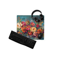 Roses Gaming Mouse Pad, Floral Mousepad, Vintage Print Extended Deskmat picture