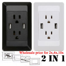 50x Dual USB Port Wall Socket Charger AC Power Receptacle Outlet Plate Panel Lot picture