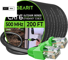GearIT Cat6 Outdoor Ethernet Cable (200 Feet) CCA Copper Clad, Waterproof picture