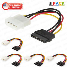5x Male Female 4-pin Power Drive Adapter Cable to Molex IDE SATA 15-pin 6 Inches picture