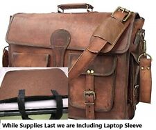 Luxury Defined, 18 Inch Retro Vintage Handmade Leather Messenger Bag for Laptop  picture