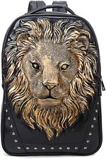 3D Animal Head Backpack, Studded PU Leather Cool Laptop Backpack College Bookbag picture