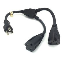 1 Feet US Three Prongs AC Power Y Cable Cord Extension Splitter 14AWG Heavy Duty picture