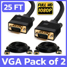 2 Pack VGA Cable 25 FT D-Sub 15-Pin Male to Male Cord for PC Monitor Projector picture