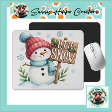 Mouse Pad Snowman with Sign Let it Snow Christmas Anti Slip Back Easy Clean picture