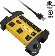 CRST 8 outlets+2 USB port,Heavy Duty Power Strip 1350J surge protect 15 ft cord picture