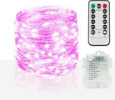 66Ft 200 LED Outdoor String Lights, Pink Fairy Lights Battery Operated with Remo picture