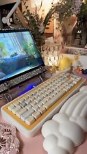 「Fully Assembled」Yellow Cute Cat Ears Pastel Customized Mechanical Keyboard picture