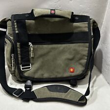 Vintage Swiss Gear Cloth Army Green Laptop Messenger Bag  picture