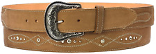Handcrafted Full Grain Genuine Leather Cowboy Western Arrow Tobacco Beige Belt picture