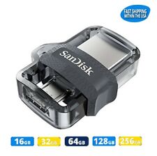 Sandisk Ultra 64GB 128GB 256GB m3.0 Dual MicroUSB & USB SDDD3 Flash Drive lot picture