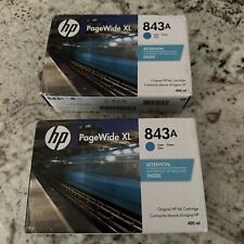 Lot Of 2 HP 843B Cyan PageWide XL Ink Cartridge C1Q58A 400ml Sealed Genuine picture