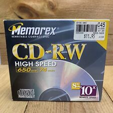 Memorex High Speed CD-RW 5 Pack Rewritable 650MB 74min NOS Sealed Retro Y2K picture