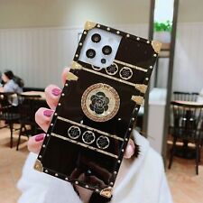 Bling Leopard Flower Square Cover Case For 14 13 12 11 Pro Max XR 8 7 SE picture