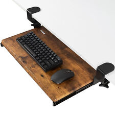 VIVO Rustic Vintage Brown Small Clamp-on Keyboard and Mouse Under Desk Tray picture