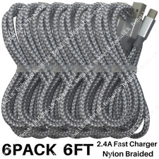 6 Pack 6ft USB Charger Cable Braided For iPhone SE 11 XR 8 7 Fast Charging Cord picture