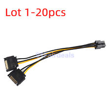 LOT 20cm Dual SATA 15Pin Male M to PCI-e 6 Pin Female F Video Card Power Cable picture