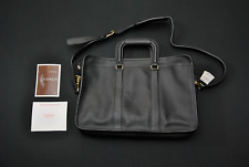 NWT VTG COACH Black Leather Briefcase 5296 New Laptop Strap 80424S picture