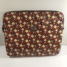 FOSSIL Coated Canvas & Leather Slim Padded Laptop Bag Retro Design picture