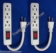 2X Mini Add-on DJ Band 3 Outlet AC POWER STRIP w/ Lighted On/Off Switch 5