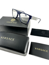 Versace NEW Blue Retro Flat Top Frames Silver Mens 55-19-145 Eyeglasses VE3326U picture