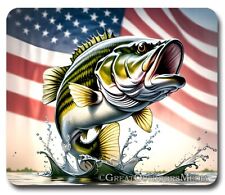 All American Bass Fishing USA ~ Mousepad / PC Mouse Pad Mat~ Fisherman Fish Gift picture