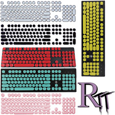 White Retro Steampunk Round Typewriter Keycaps 104 Keys ABS Mechanical Keyboard picture
