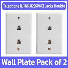 2 Pack Phone Wall Plate RJ11 RJ12 Dual Telephone Line Jack Faceplate 6P6C White picture
