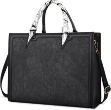 Laptop Bag for Women 15.6 Inch Tote Waterproof Leather Computer Black  picture