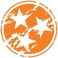 Tennessee Distressed Tri Star Orange Sticker Decal (Select your Size) picture