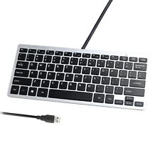 Ultra Thin Mini USB Wired Compact Keyboard for PC Mac Laptop 78 Black Key Silver picture