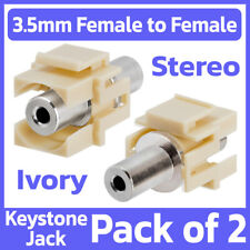 2 Pack 3.5mm Keystone Jack Wall Plate AUX Cable Stereo Coupler Faceplate Insert picture