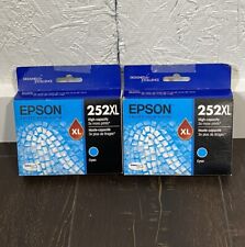 Lot Of 2 Genuine EPSON 252XL DuraBrite Ultra Cyan Ink Cartridges Exp 02/22 picture