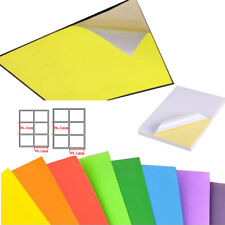 A4 Colour Paper Self Adhesive Labels Glossy Cut 2-84 Sheets in 1 Tags Paper Lot picture
