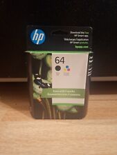 HP 64 2-Pack Black Tri Color Ink Cartridges Genuine OEM New Sealed Feb 2025 picture